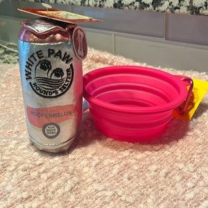 Collapsible Per Bowl Pink with White Paw squeaky pet toy